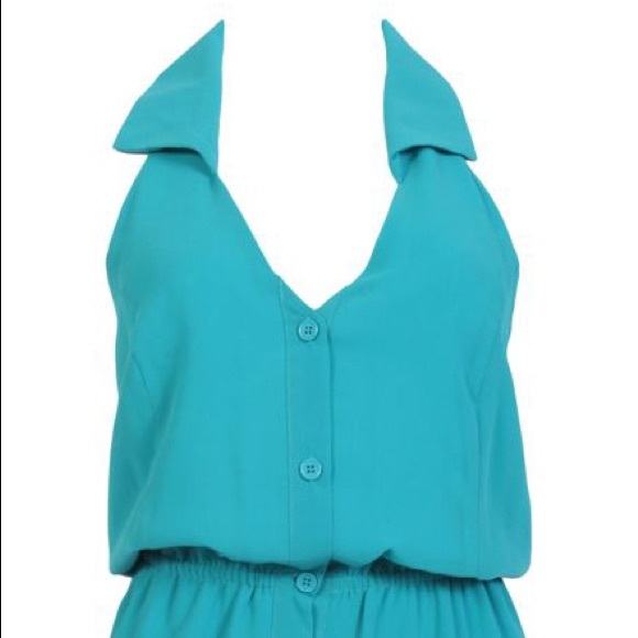 Teal Collared Button Front Dress - Picture 7 of 9